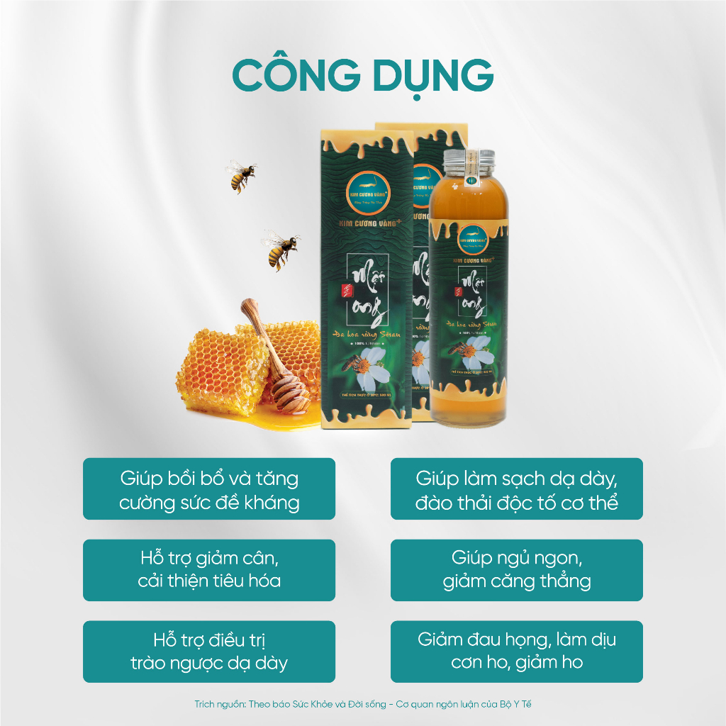 Ảnh Mật Ong Hoa Rừng Tự Nhiên SeSan Nguyên Chất Kim Cương Vàng - Hỗ Trợ Giảm Cân, Sức Khỏe (500ml/Chai) 4