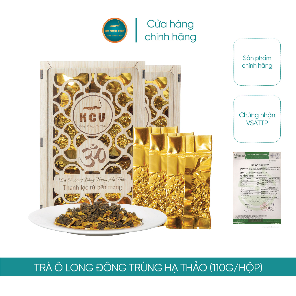 Ảnh Trà Ô Long Đông Trùng Hạ Thảo Kim Cương Vàng Giải Độc Gan Đậm Vị Nguyên Chất Chính Hãng (Hộp 110g) 3