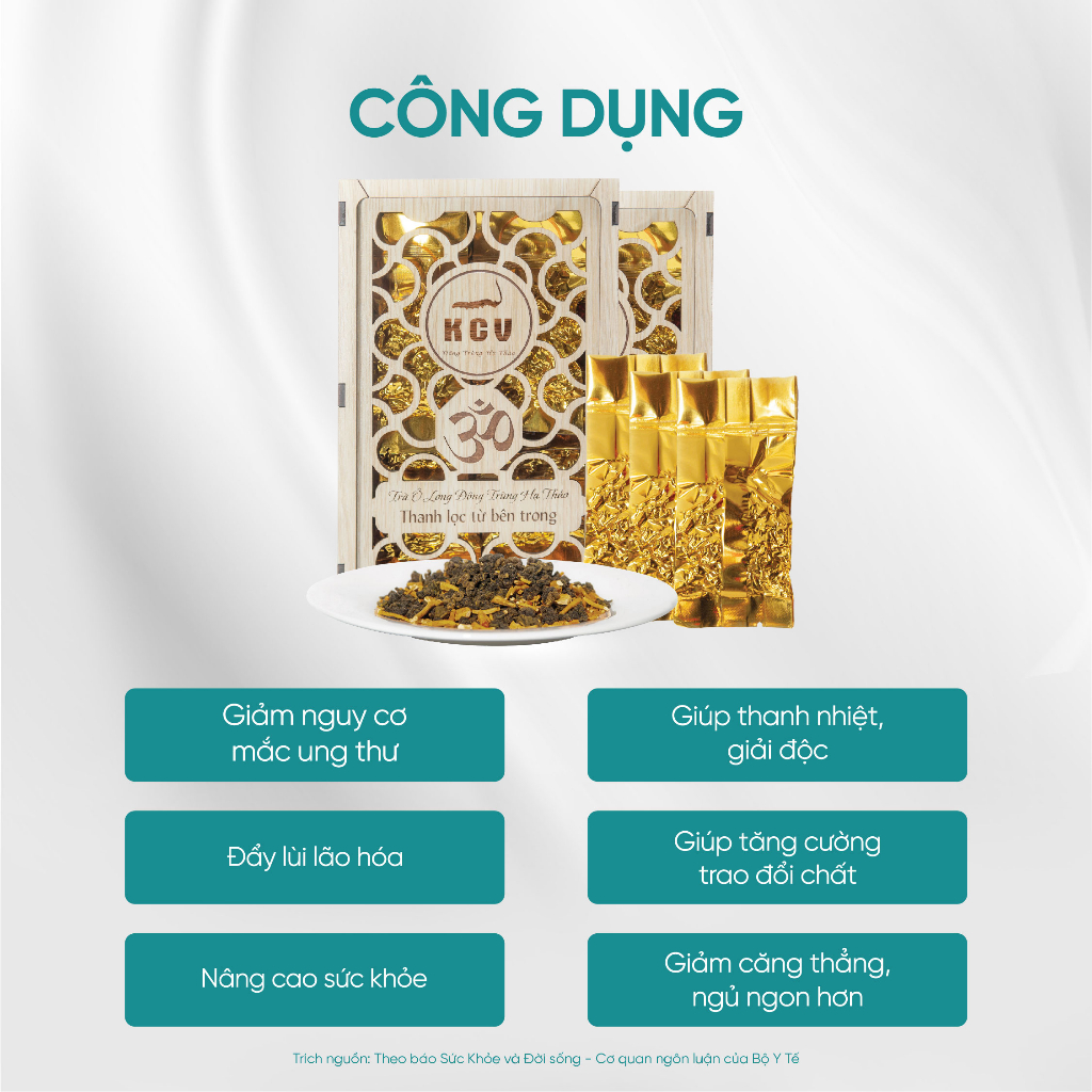 Ảnh Trà Ô Long Đông Trùng Hạ Thảo Kim Cương Vàng Giải Độc Gan Đậm Vị Nguyên Chất Chính Hãng (Hộp 110g) 4