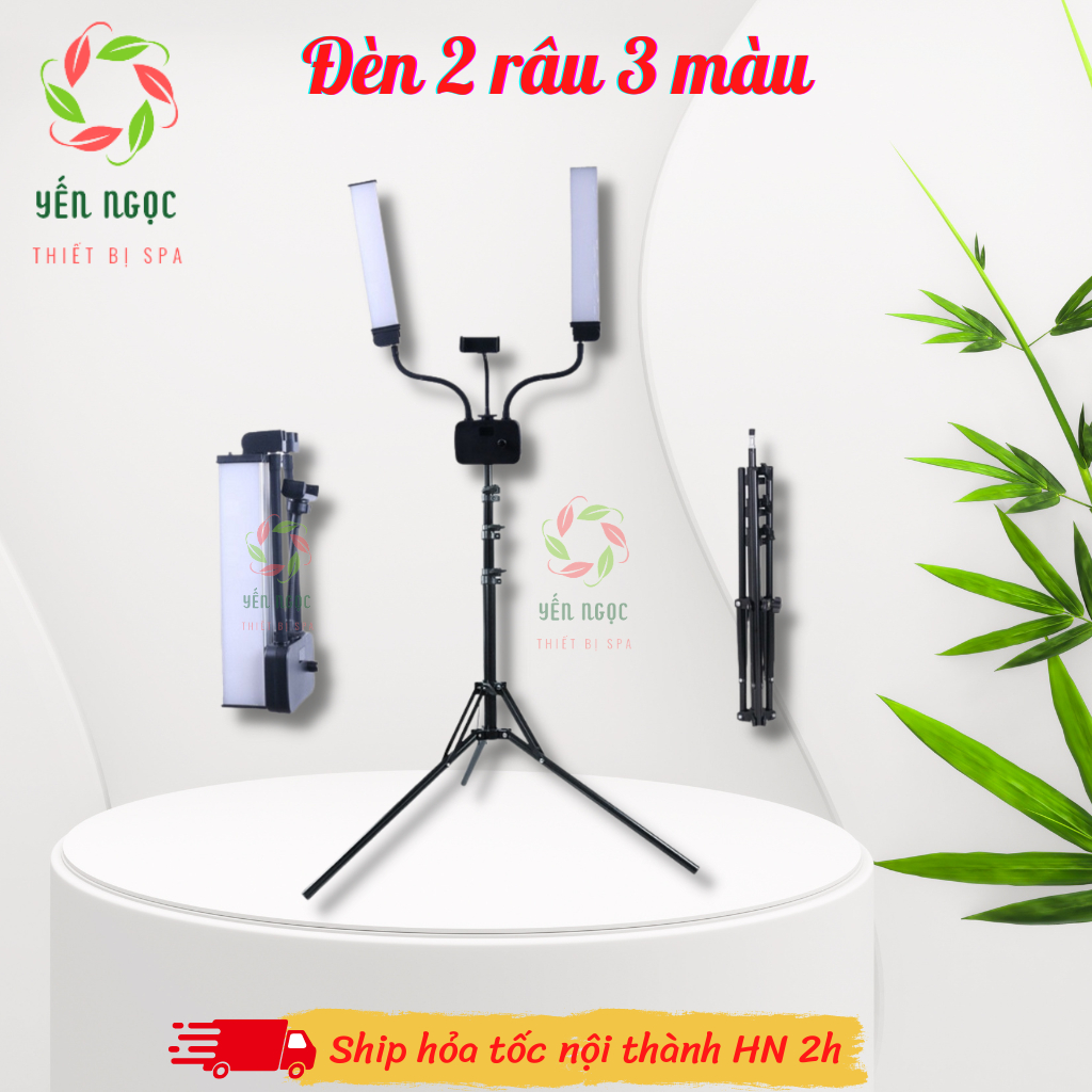 Đèn 2 râu 3 màu cho spa, phun xăm, nối mi | Đèn Livetream 2 râu siêu ...