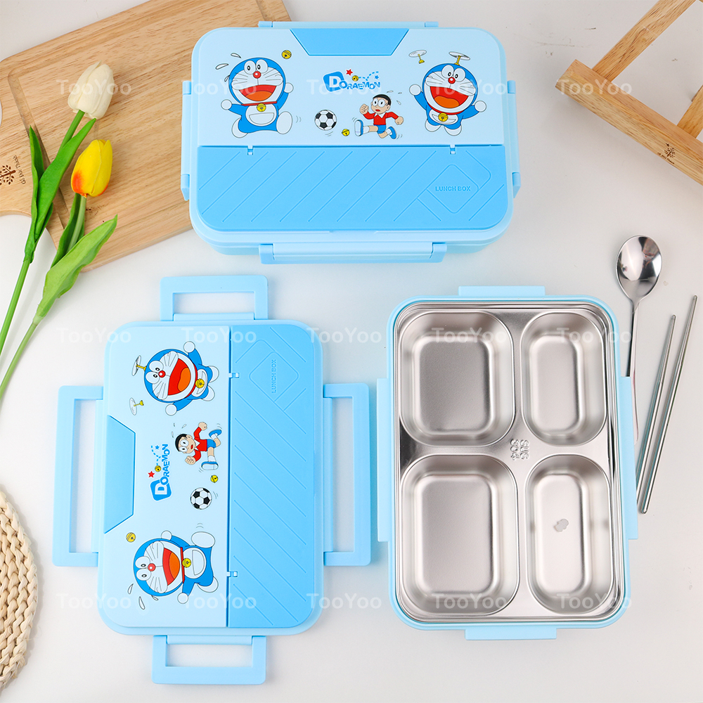 Khay cơm DORAEMON DOREMON chia phần 4 ngăn inox 304 dễ thương cute ...