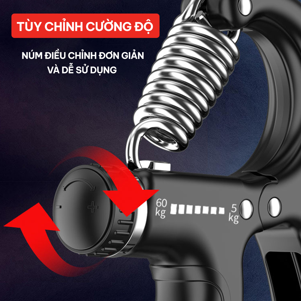Kìm bóp tay, kìm tập tay chữ A có đếm số tự động chính hãng GoodFit GF02E điều chỉnh lực từ 5-60kg