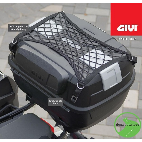 THÙNG SAU GIVI B45NM ADV - Đầy đủ phụ kiện : tựa lưng, lót, lưới ... Bảo hành 2 năm chính hãng