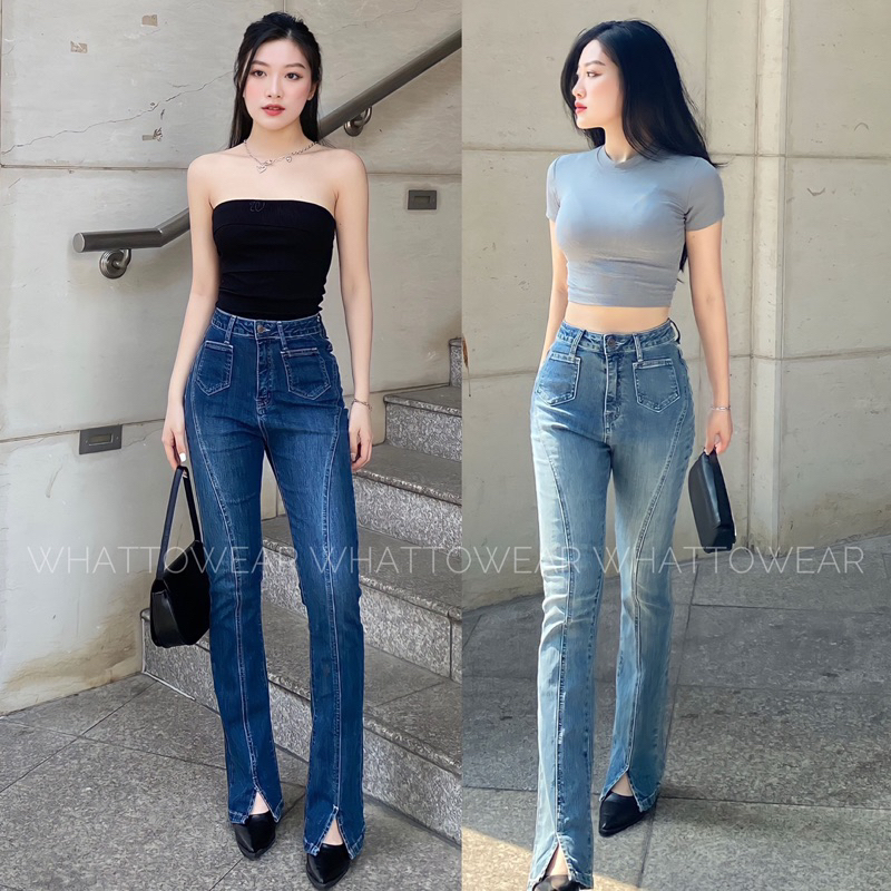 Quần Skinny Jeans Ráp Mảnh Xẻ ống 2 Túi Trước By Whattowear Shopee Việt Nam