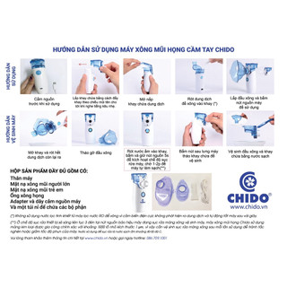 Chính hãng - Máy xông mũi họng điện dung cầm tay Chido 3 đầu xông cho cả người lớn và trẻ em chính hãng CN Nhật Bản