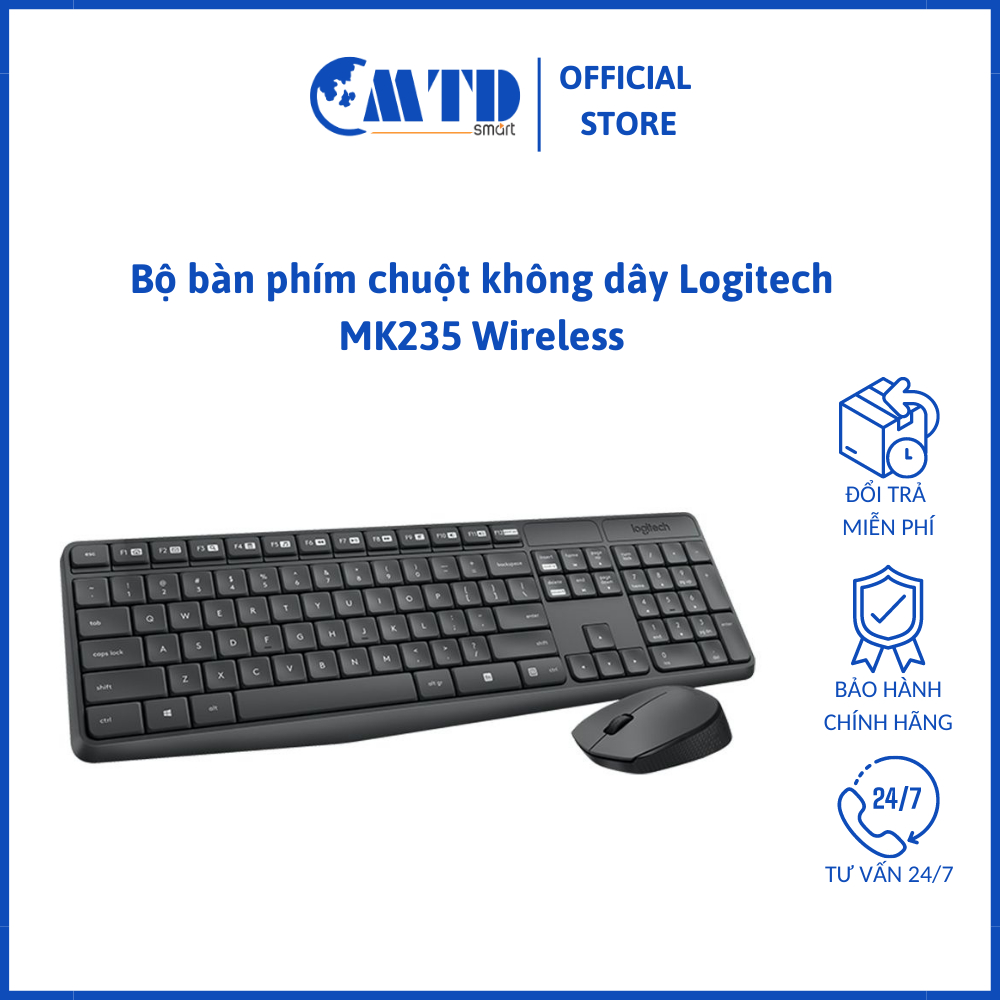 Bộ Bàn Phím Chuột Không Dây Logitech Mk235 Wireless Bảo Hành 12 Tháng Shopee Việt Nam 4287