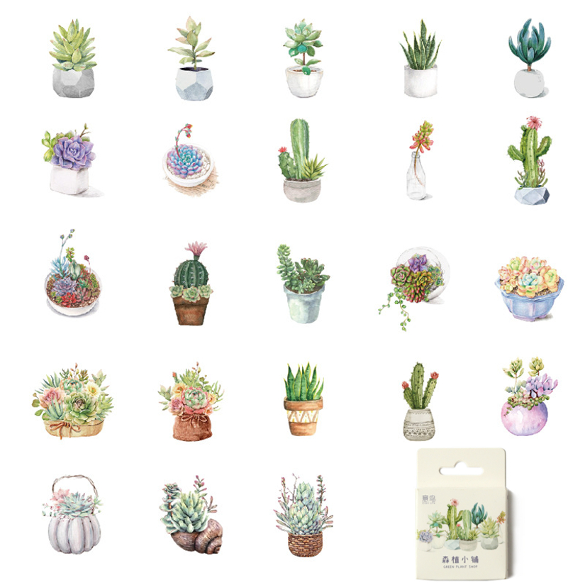 Hộp 46 sticker hình dán cây cối hoa lá trang trí | Shopee Việt Nam