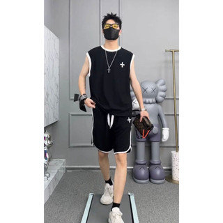 ( Hàng Mới ) Bộ Thể Thao Ba Lỗ Hè Nam Nữ Phối Họa Tiết Viền Kẻ Cá Tính, Cotton Cá Sấu Thoáng Khí Mềm Mịn Thấm Hút Mồ Hôi
