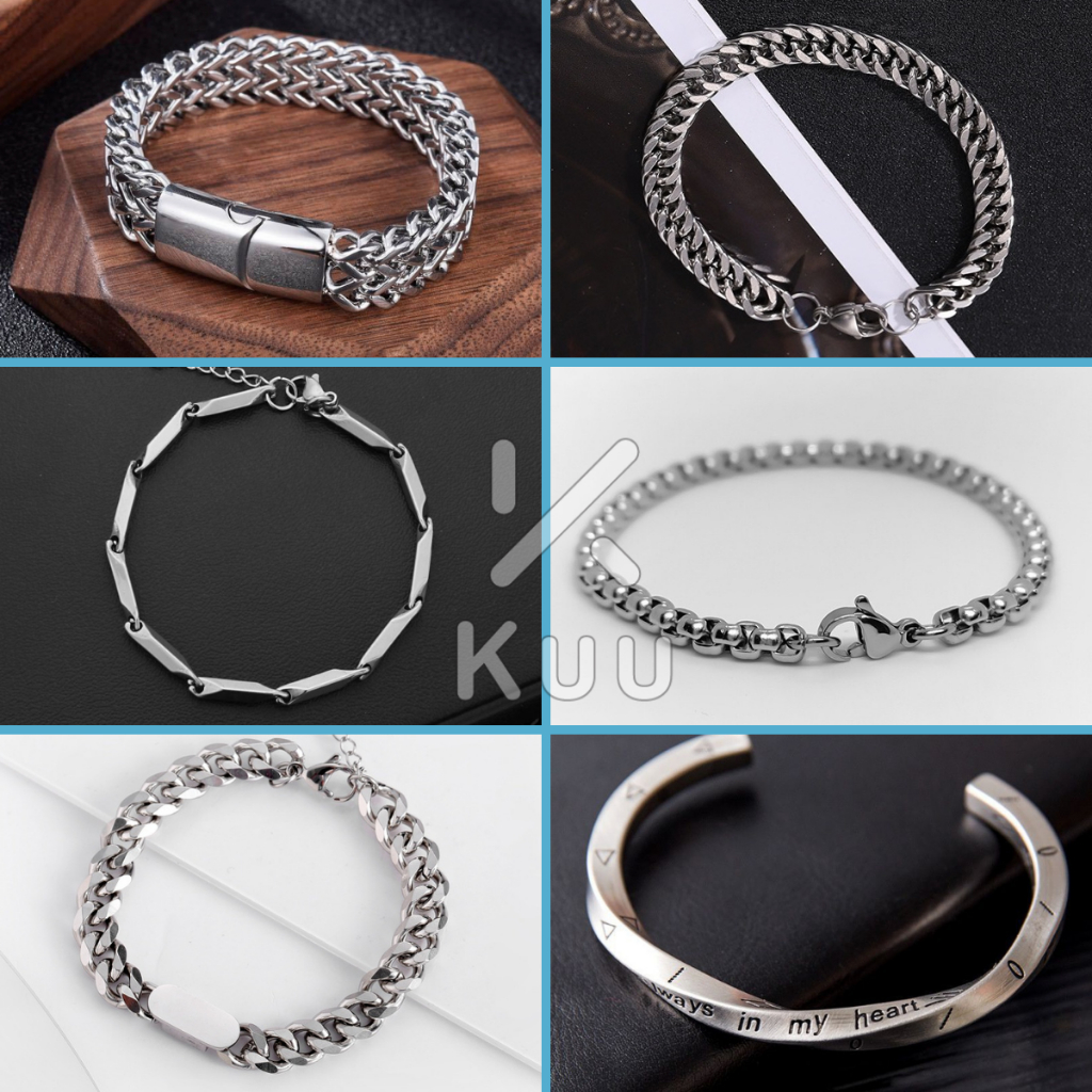 Vòng tay nam titan không gỉ KuuClothes nhiều lựa chọn cá tính chất ngầu Hàn Quốc - Lắc tay nam tổng hợp
