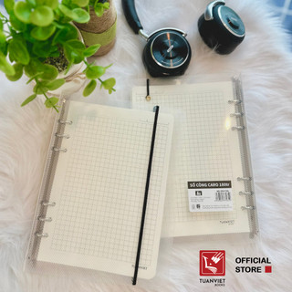 Sổ Còng Sắt A5 Caro/Kẻ ngang Binder nhựa 180 trang TUANVIETBOOKS (màu giao ngẫu nhiên) - Giấy refill