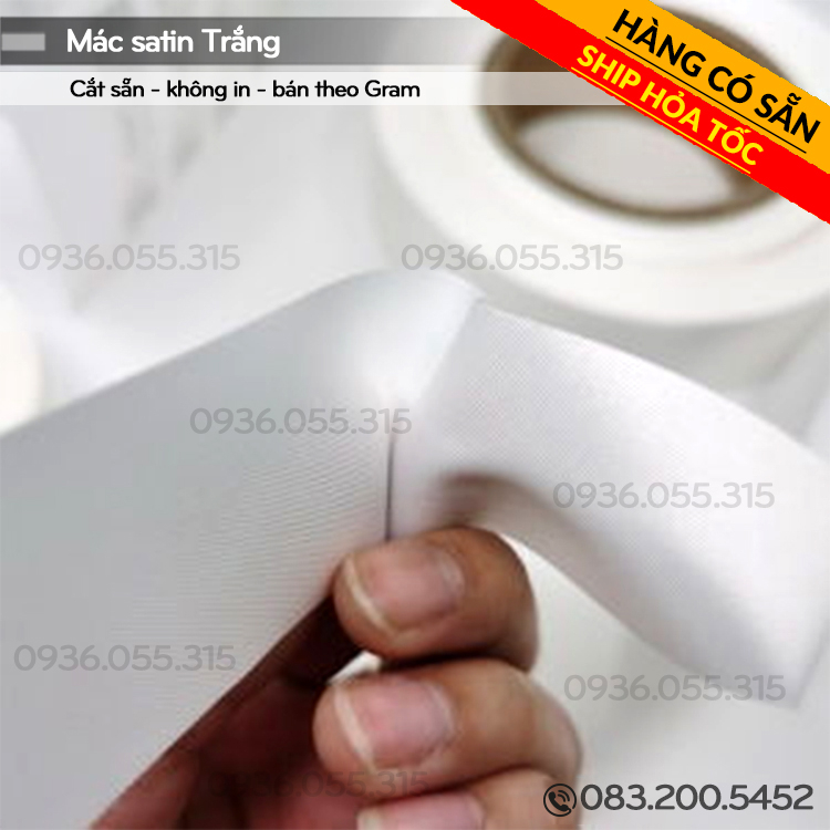 Hàng có sẵn_Mác satin trắng - cắt sẵn không tưa - không in