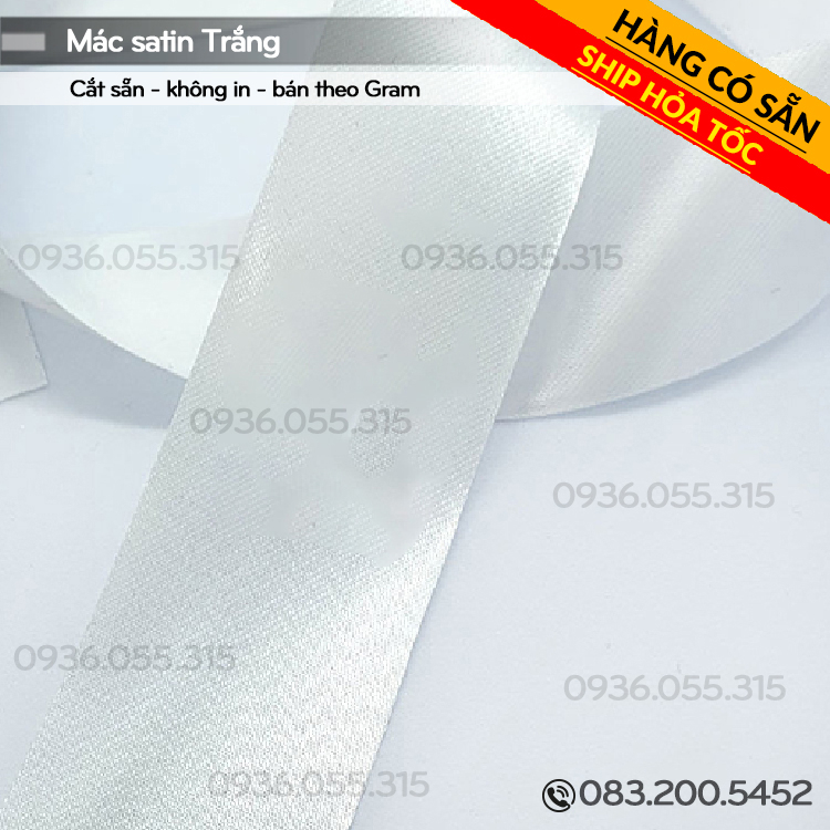 Hàng có sẵn_Mác satin trắng - cắt sẵn không tưa - không in