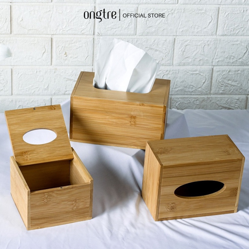 Hộp Đựng Giấy Ăn Bằng Tre ONGTRE Cao Cấp, Hộp Khăn Giấy Để Bàn Hiện Đại Decor Nhà Hàng Khách Sạn Gia Đình