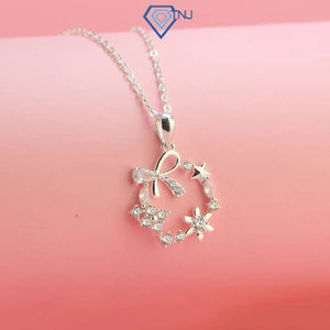 Dây chuyền nữ bạc thật chiếc nơ đính đá DCN0677 - Trang Sức TNJ