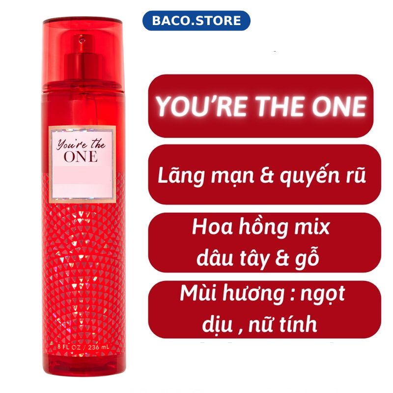 body mist Xịt Thơm You're the One 236ml Hương Thơm Cá Tính, Năng Động