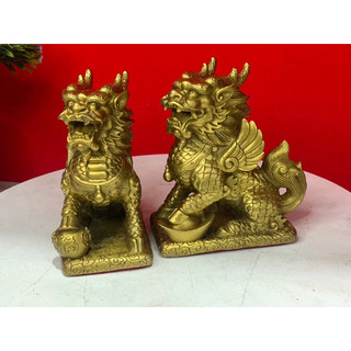 Kỳ lân đế vuông vật phẩm phong thuỷ bằng đồng