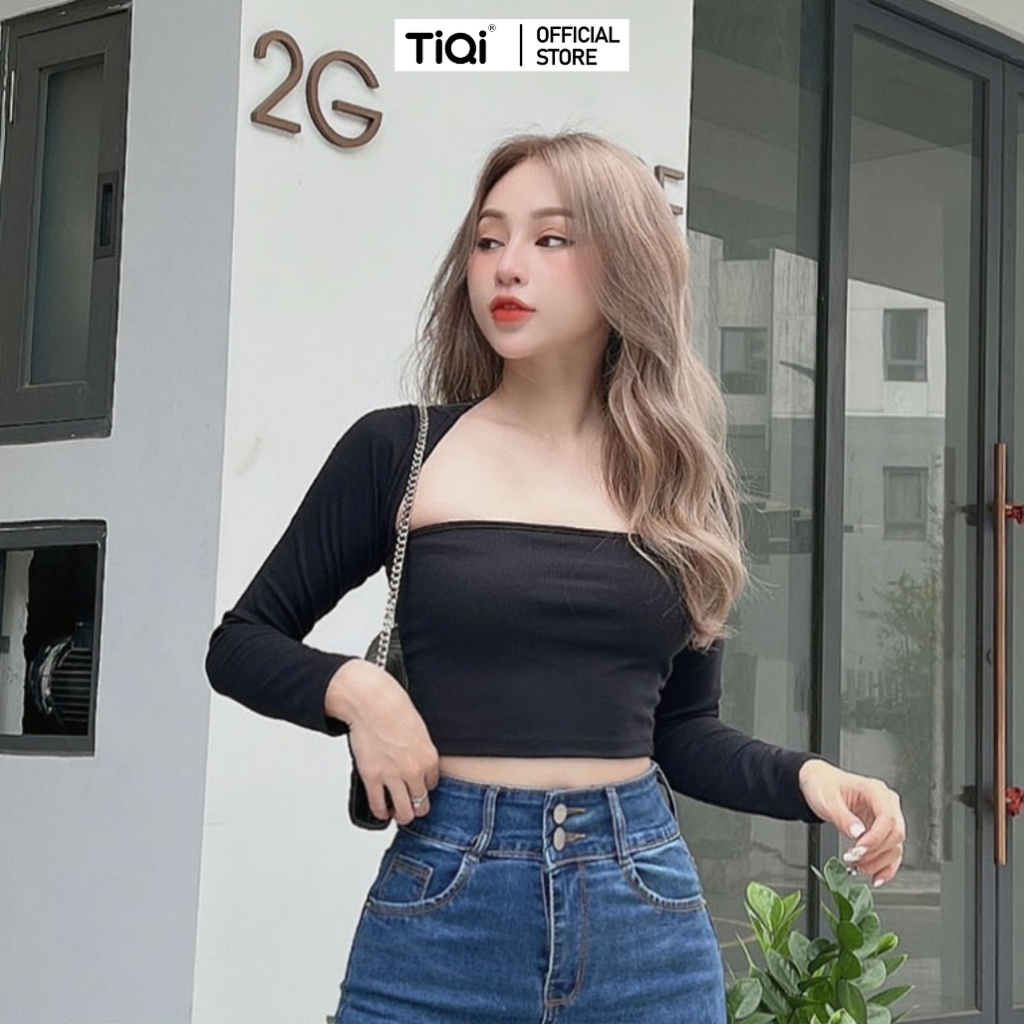 Áo croptop Nữ dài tay ôm khoét nách nhiều màu TiQi Jeans A-179