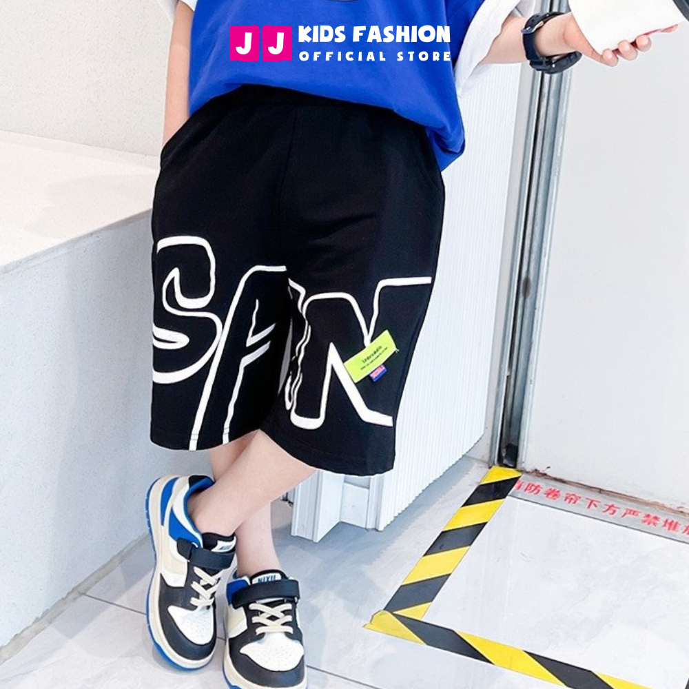 Quần đùi cộc cho bé trai in chữ vải thun size đại từ 11 đến 16 tuổi MS_B401  | JJ Kids Fashion