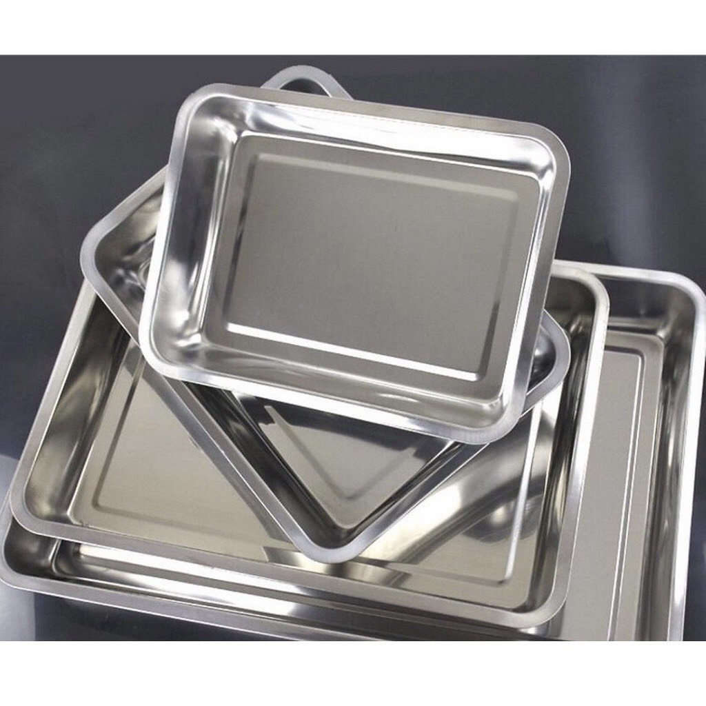 Khay inox chữ nhật -Khay lớn- mâm inox chữ nhật sâu đủ size lớn