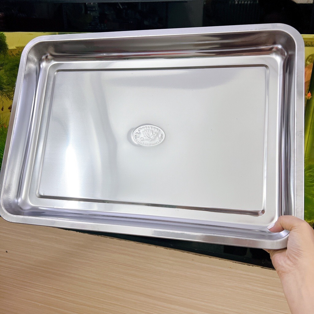 Khay inox chữ nhật -Khay lớn- mâm inox chữ nhật sâu đủ size lớn