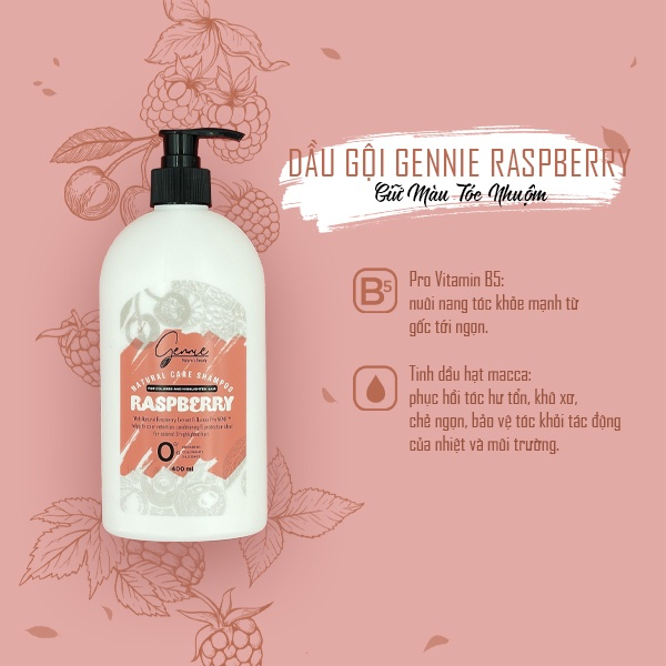 Ảnh Dầu gội - xả Gennie Natural Care Raspberry cho tóc nhuộm và tóc highlight 400ml 2