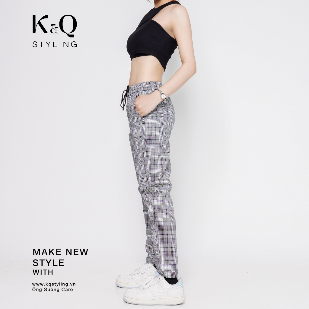 Ảnh Quần ống suông kaki cotton co giãn KQ STYLING caro cao cấp 3