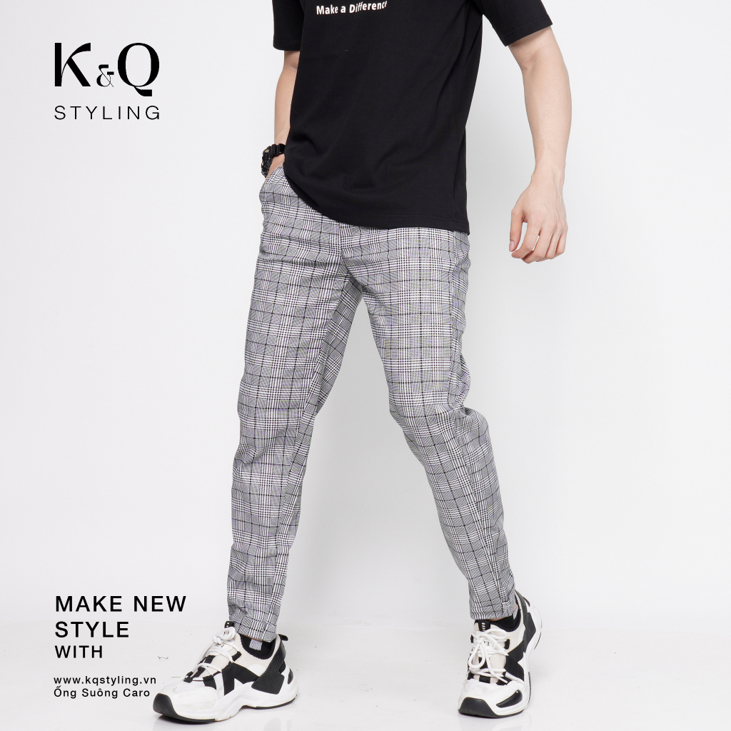 Ảnh Quần ống suông kaki cotton co giãn KQ STYLING caro cao cấp 4