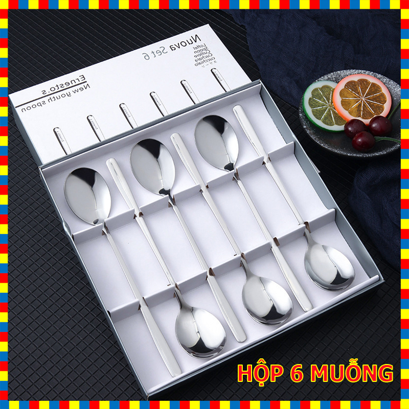 Bộ 6 muỗng inox Nouva Đức, cán dài inox cao cấp | Shopee Việt Nam