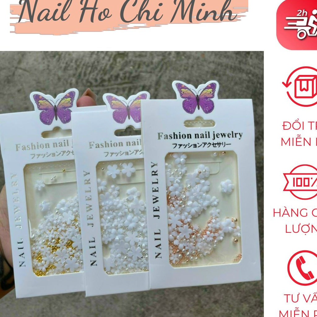 [Xả Kho] Charm hoa nhí mix bi hoa sứ nhí trang trí móng tay đính móng phong cách Hàn Nhật