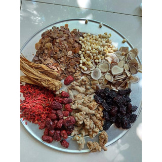 Gói gia vị hầm thảo mộc: Bào ngư, vi cá, lộc nhung, tam thất, táo đỏ, kỷ tử, long nhãn...
