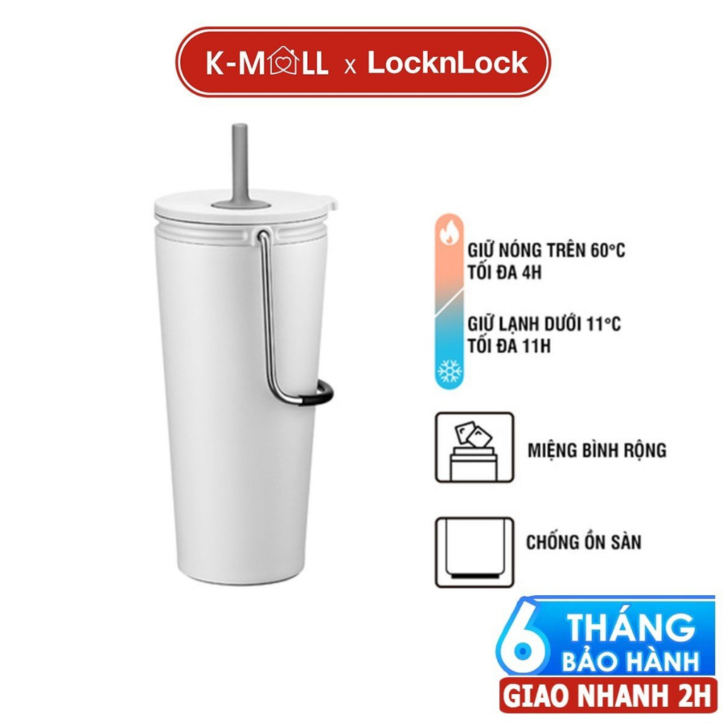 Ly giữ nhiệt LocknLock Bucket Tumbler 540ml Ống Hút LHC4268 , Thép không gỉ 304 , quai xách - K-MALL