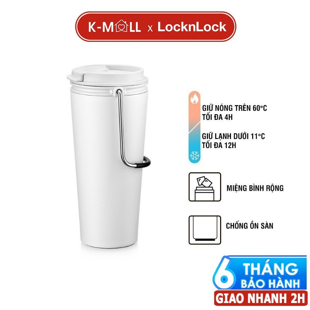 Ly giữ nhiệt LocknLock Bucket Tumbler 540ml Nắp Bật LHC4269 Thép không gỉ 304, có quai xách - K-MALL