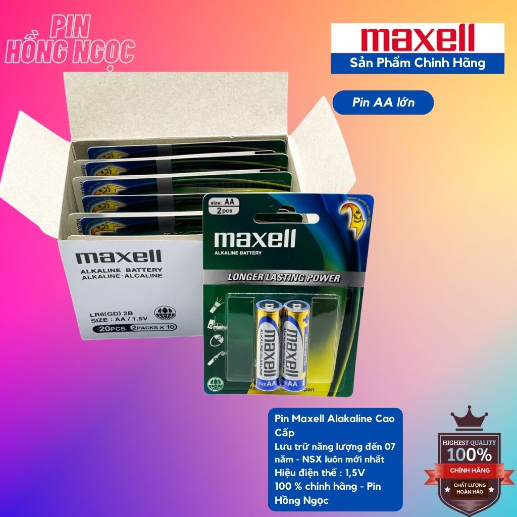 Hộp 20 viên (10 vỉ) Pin AA / Pin AAA Maxell alkaline chính hãng ...
