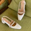 Giày cao gót 3 phân & 5p &7p mũi vuông ANN kiểu dáng slingback tiểu thư phối khóa hoa đá_M3004QNKD