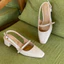 Giày cao gót 3 phân & 5p &7p mũi vuông ANN kiểu dáng slingback tiểu thư phối khóa hoa đá_M3004QNKD