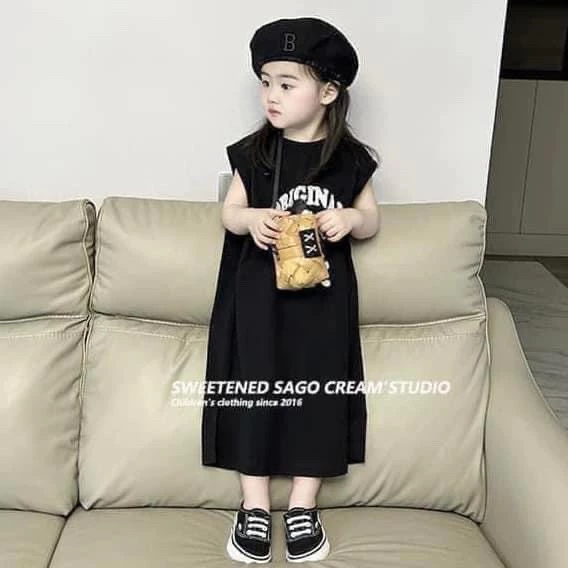 Váy suông cotton cho bé gái BAE KIDS 11kg đến 30kg họa tiết micky, váy suông bé gái, quần áo trẻ em cao cấp