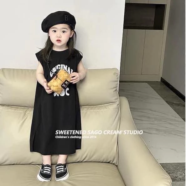 Váy suông cotton cho bé gái BAE KIDS 11kg đến 30kg họa tiết micky, váy suông bé gái, quần áo trẻ em cao cấp