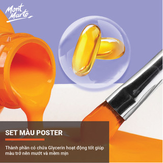 [Hỏa tốc HCM] Bộ Màu nước Poster Paint Mont Marte 6,12,24 Màu x 60ml