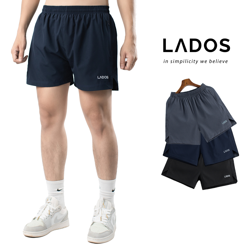 Quần đùi short thể thao Nam 2 lớp có túi dây chun LADOS 14089 chất vải dù thoáng mát, tập gym, chạy bộ