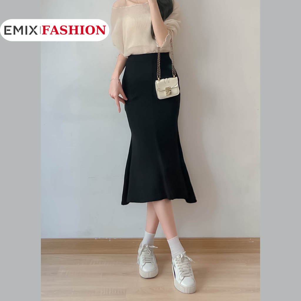 Chân váy công sở nữ EMIX, phong cách ulzzang, dáng đuôi cá, dài, form ôm, cạp cao, tôn dáng, vải umi co giãn tốt CVduoic