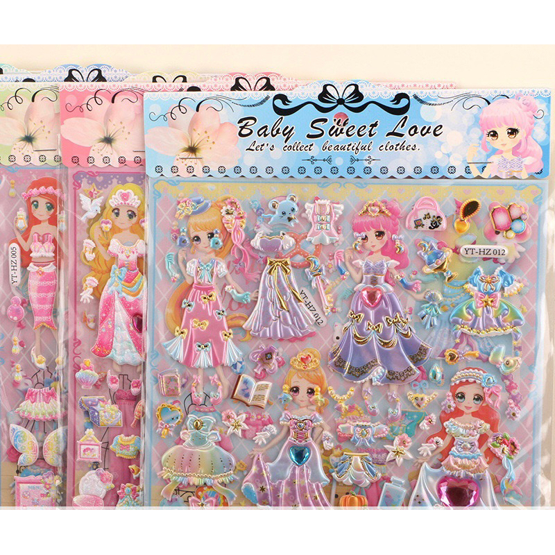 Sticker 2 Lớp Thay Trang Phục Công Chúa cỡ 20*23 cm nhiều mẫu mới về ...