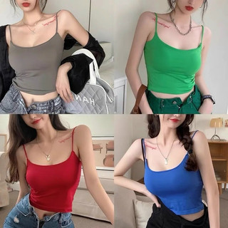 Áo Bra Cotton Trơn 2 Dây Mảnh Có Mút Đệm Ngực Dáng Lửng 2326