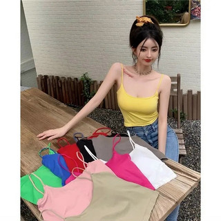 Áo Bra Cotton Trơn 2 Dây Mảnh Có Mút Đệm Ngực Dáng Lửng 2326