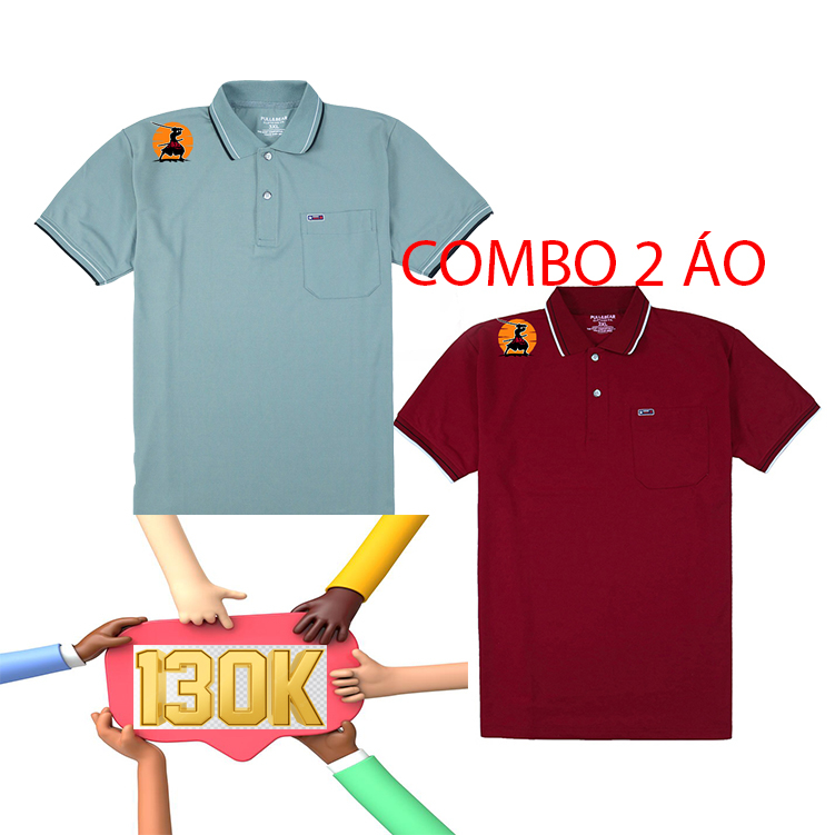 Combo 2 áo polo nam, áo thun nam có cổ, chất cotton CVC, thể thao trẻ trung