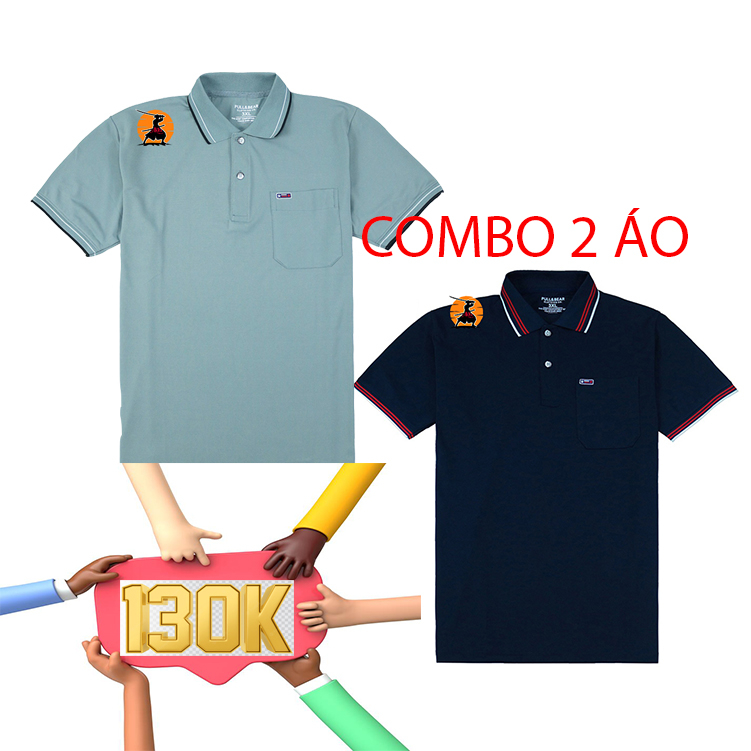 Combo 2 áo polo nam, áo thun nam có cổ, chất cotton CVC, thể thao trẻ trung