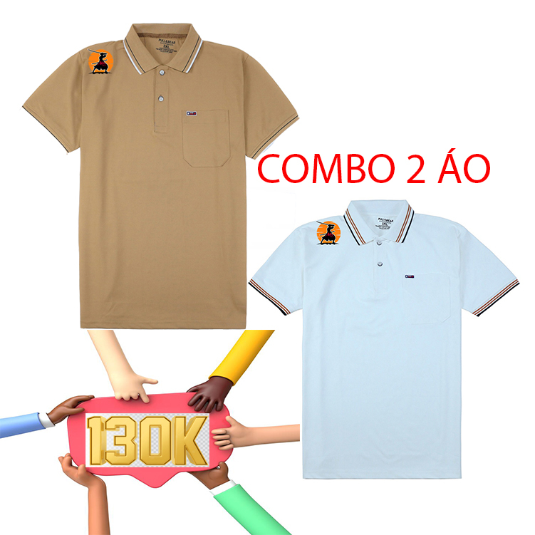 Combo 2 áo polo nam, áo thun nam có cổ, chất cotton CVC, thể thao trẻ trung