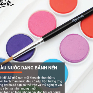 [Hỏa tốc HCM] Bộ Màu Nước Dạng Nén Mont Marte 12/16/36 màu Kèm Cọ Vẽ