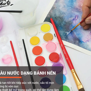[Hỏa tốc HCM] Bộ Màu Nước Dạng Nén Mont Marte 12/16/36 màu Kèm Cọ Vẽ
