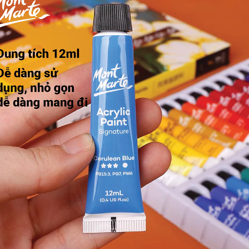 Bộ Màu Acrylic Cao Cấp Mont Marte Signature 12/18/24/36 Màu x Tuýp 12ml