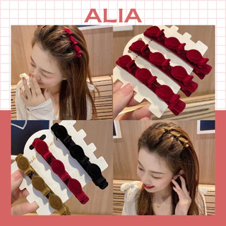 Sét 2 Kẹp Tóc Mái Phối Vải Nhung Độc Đáo Cho Nữ-ALIA